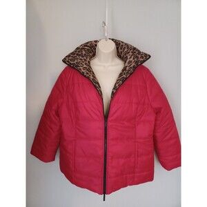 CHICOS Reversible Jacket- Red & Leopard Sz 3 (XL)